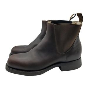 Frye Men's Sz 10.5 Chelsea Ankle Boot Dark Brown Leather Slip On Chunky 87700